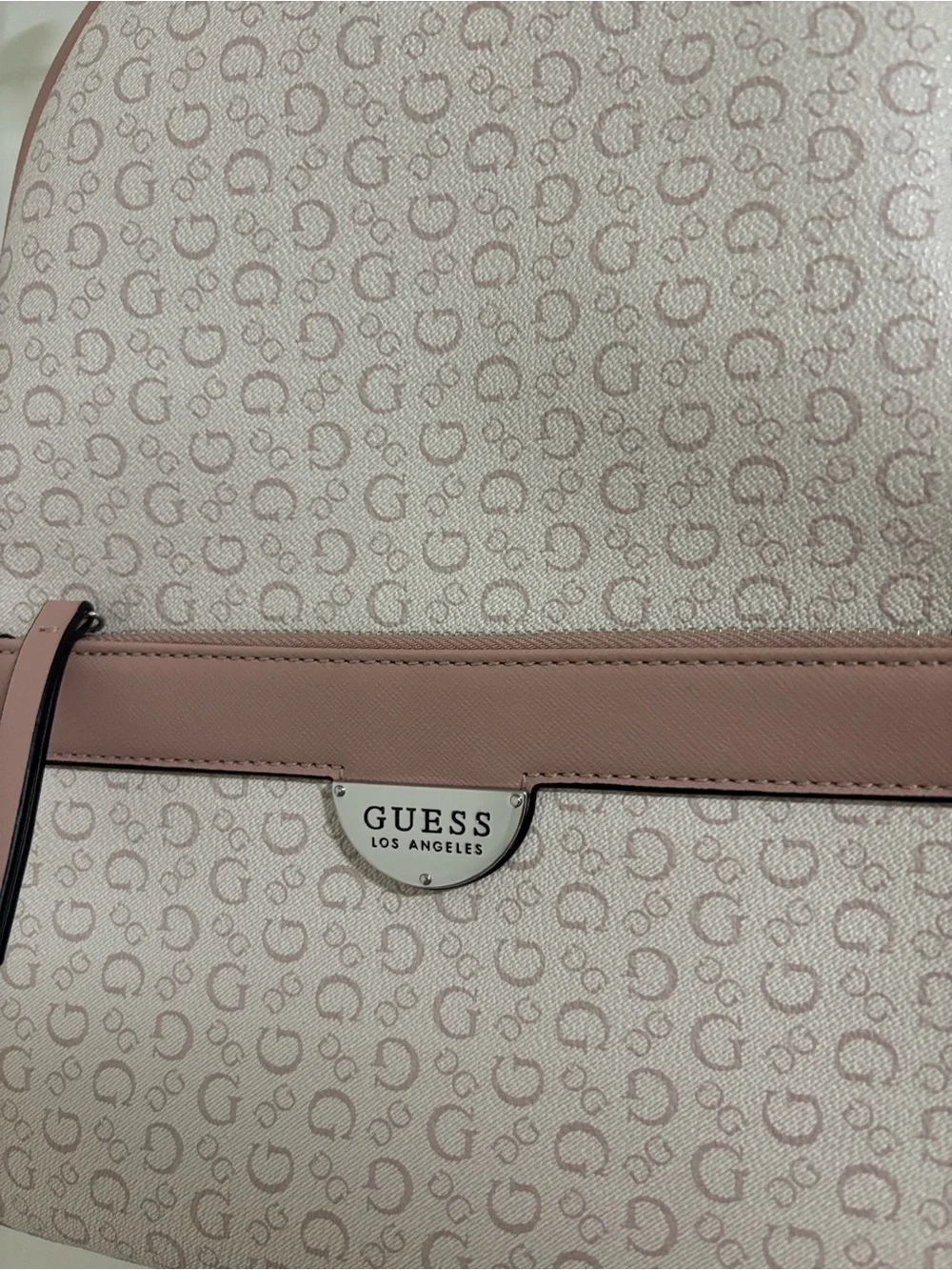 GUESS Blush Pink Logo-Print Mini Backpack